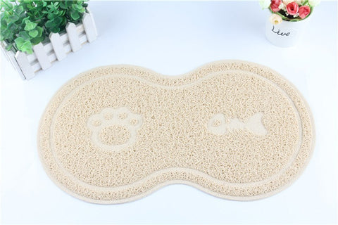 Beige Multi-Purpose 8 Shape Pet Feeding Mat Dog/Puppy/Cat Food Bowl Place Mat UK