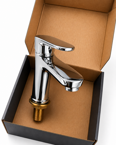 Chrome Bathroom Basin Mixer Tap Pair - Handle Deck Mount Hot Cold Water Faucet