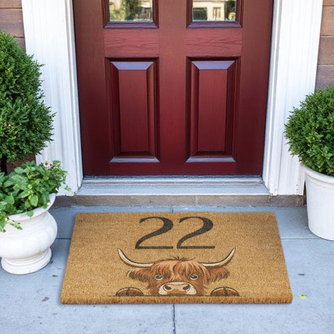 Custom Highland Cow Brush Doormat Printed Door Mat Personalised Text Welcome Mat