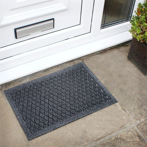 Dirt Defender Diamond Grey Door Mat Heavy Duty Outdoor Entrance 40x60cm