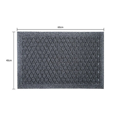Dirt Defender Diamond Grey Door Mat Heavy Duty Outdoor Entrance 40x60cm