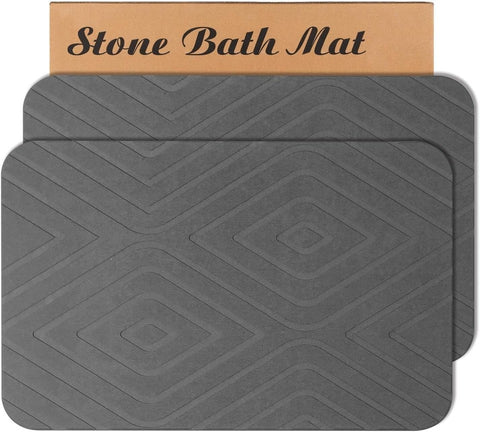 Diatomite Stone Bath Mat 2 Pack Non-Slip Absorbent Quick Dry Bathroom Floor Rug