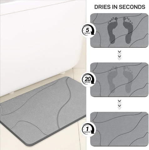 Diatomite Stone Bath Mat Non-Slip Quick Dry Bathroom Floor Mat Absorbent Mode...