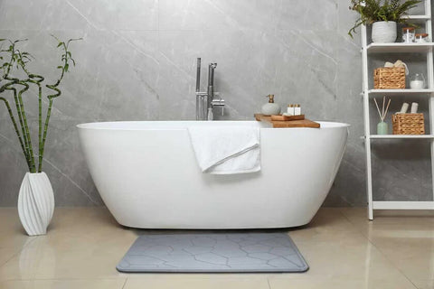 Engraved Diatomite Stone Dark Bath Mat Absorbent Drying Bath Rugs Non-Slip Mat