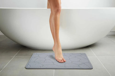 Engraved Diatomite Stone Dark Bath Mat Absorbent Drying Bath Rugs Non-Slip Mat