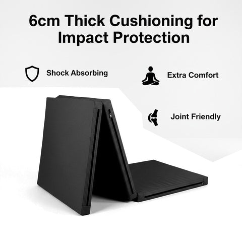 Exercise Mat Tri-Fold PU Leather –50mm Thick Cushioned Yoga, Pilates & Gymnastic