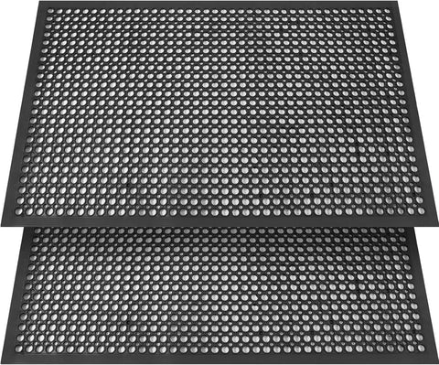 2 Pack Anti-Fatigue Rubber Floor Mats - Non-Slip Kitchen & Bar Drainage Solution