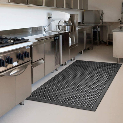 2 Pack Anti-Fatigue Rubber Floor Mats - Non-Slip Kitchen & Bar Drainage Solution