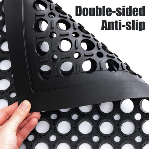 2 Pack Anti-Fatigue Rubber Floor Mats - Non-Slip Kitchen & Bar Drainage Solution