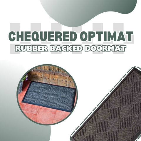 Grey Door Mat Checked Non Slip Outdoor Indoor Absorbent Rubber Back Entrance Mat
