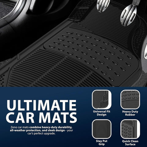 HEAVY DUTY UNIVERSAL RUBBER CAR FLOOR MAT SET 4PCS NON SLIP VAN MATS EASY CLEAN