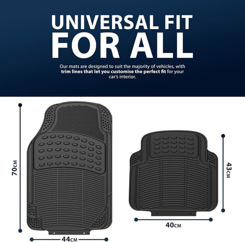 HEAVY DUTY UNIVERSAL RUBBER CAR FLOOR MAT SET 4PCS NON SLIP VAN MATS EASY CLEAN