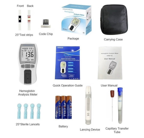 HSBHM-102 Home Care Portable Blood Hemoglobin Analyzer Anemia Hb Test Check Kit