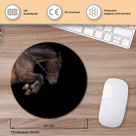 Round Mouse Mat - Horse Jumping Rider Equestrian #45358