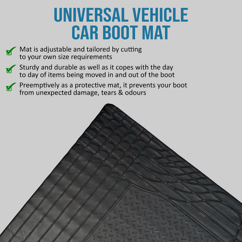 UNIVERSAL CAR BOOT LINER MAT HEAVY DUTY RUBBER NON SLIP LARGE 120 X 80 CM