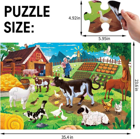Jumbo Floor Puzzle for Kids,Farm Animals Jigsaw Large Puzzles,48 Piece Barn P...