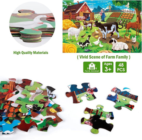 Jumbo Floor Puzzle for Kids,Farm Animals Jigsaw Large Puzzles,48 Piece Barn P...