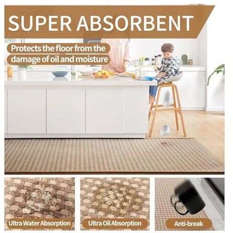 Kitchen Mats for Floor, Super Absorbent Kitchen Rugs Non Slip Washable, Rubber