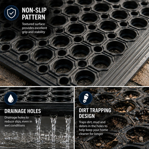 Large Rubber Mats Heavy Duty Ring Matting Entrance Big Safety Workplace Outdoor