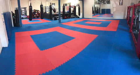 40mm Martial Arts Jigsaw Mats 1m2 Red/Blue Karate TKD Yoga Judo BJJ Muay Thai