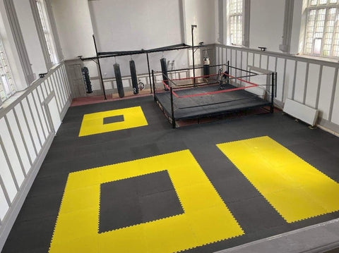 40mm Martial Arts Jigsaw Mats 1m2 Yellow/Black Karate TKD Judo BJJ Muay Thai