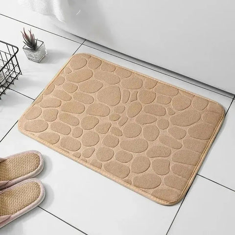 Memory Foam Bath Mat Anti-Slip Pebble Rug Soft Cobblestone Carpet Bathroom Floor