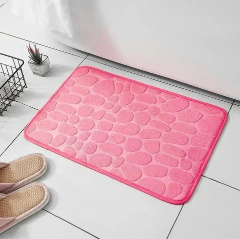 Memory Foam Bath Mat Anti-Slip Pebble Rug Soft Cobblestone Carpet Bathroom Floor