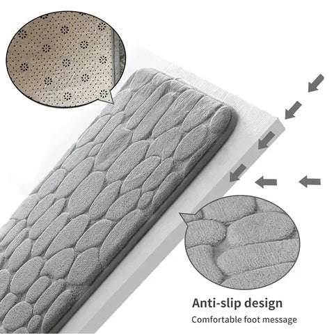 Memory Foam Bath Mat Non Slip Microfiber Bathroom Rug Pebble Floor Carpet Mat UK