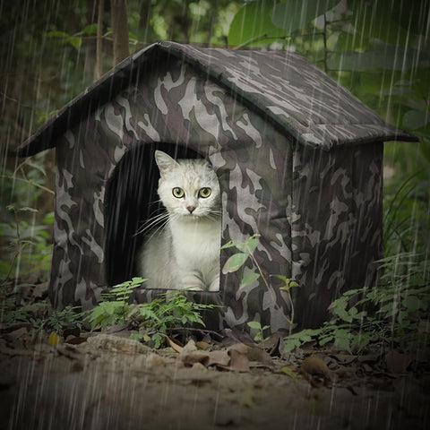 ˘ Outdoor Cat House Removable Warm Keeping Waterproof Feral Cat Dog Shelter