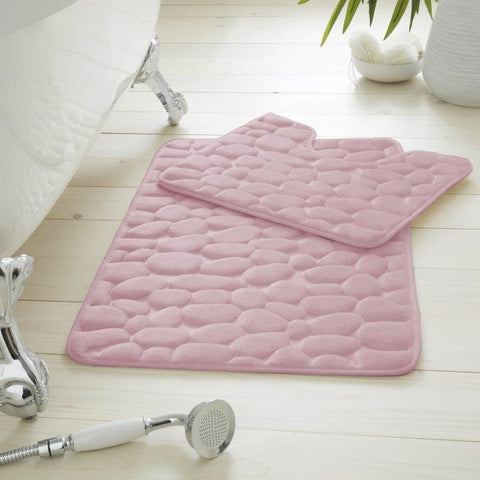 2 Piece Memory Foam Bath Mat Set Non Slip Soft Bathroom Rug Toilet Pedestal Mat