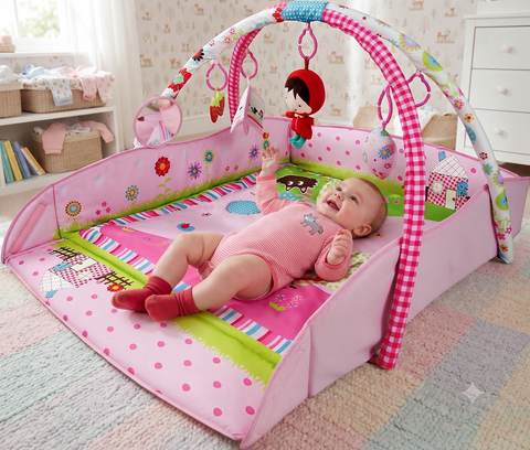Large 110cm Pink 4 in 1 Baby Playmat Light Musical Activity Play Mat Gym