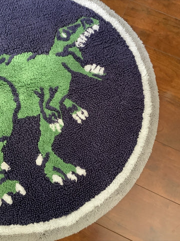 Pottery Barn Kids T Rex Bath Mat Round Dinosaur Area Rug FREE SHIPPING!