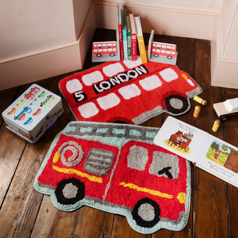 Fire Engine Red Rug Kids Bedroom Nursery Playroom Carpet Mat