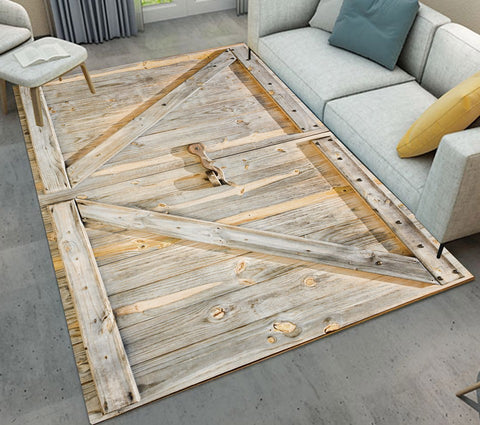 Rustic Barn Wood Door Room Floor Decor Mat Yoga Soft Carpet Kids Play Area Rugs