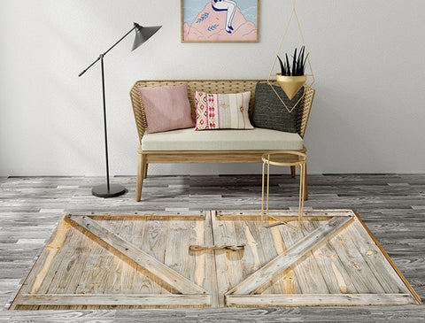 Rustic Barn Wood Door Room Floor Decor Mat Yoga Soft Carpet Kids Play Area Rugs