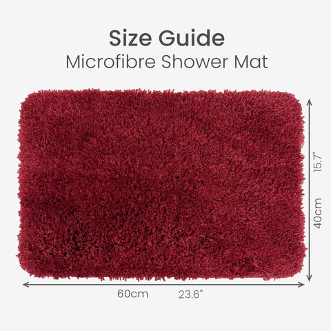 Shaggy Deep Pile Bath Mat Non Slip 40 x 60cm - Small Shower Mat Soft & Absorbent