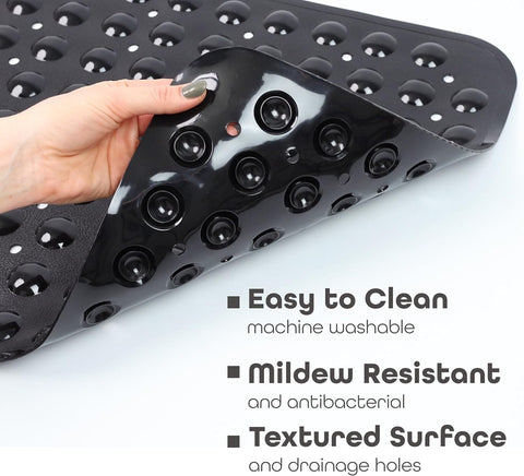 100 x 40 Shower Bath Mat Non Slip Anti Mould & Mildew with Suction Cups Grip