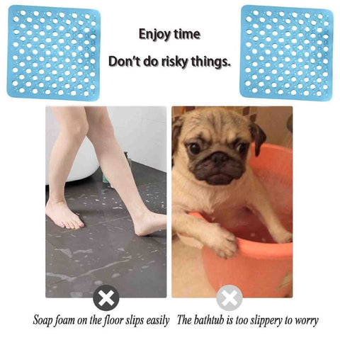 Square Anti Mould Shower Mat Non-Slip Strong Suction Cup Safety Bath Mat 43x43cm