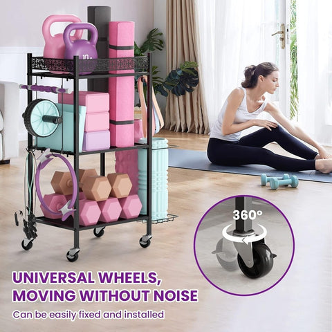 Storage Rack for Yoga Mat, Foam Roller, Gym Equipment, & Fitness gear (METAL)