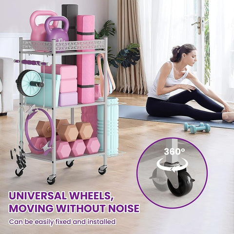 Storage Rack for Yoga Mat, Foam Roller, Gym Equipment, & Fitness gear (METAL)