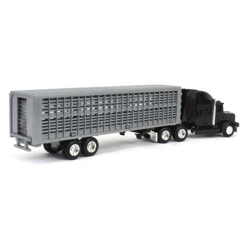 ERTL 1/64 Black Semi Truck with Cattle Trailer and Cattle 45967