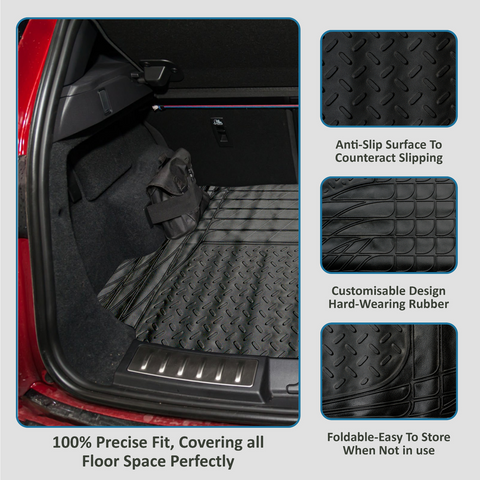 UNIVERSAL CAR BOOT LINER MAT HEAVY DUTY RUBBER NON SLIP LARGE 120 X 80 CM