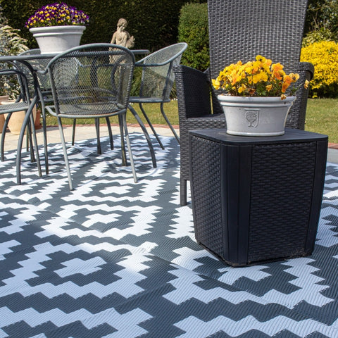 Waterproof Garden Outdoor Rug - 180cm x 120cm - Geometric Grey