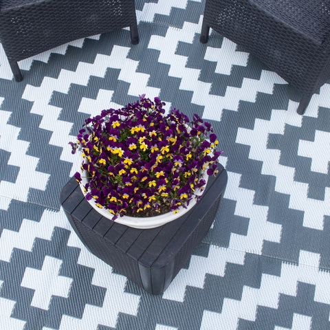 Waterproof Garden Outdoor Rug - 180cm x 120cm - Geometric Grey
