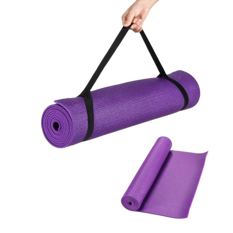 EXTRA THICK 6mm Non-Slip Yoga Mat Exercise blue&purple 173cm x 61cm With Straps!