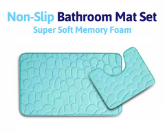 Bath Mat Memory Foam Aqua Pedestal Set Non Slip Bathroom Mats Ultra Soft Toilet