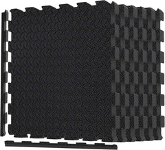 Black Interlocking Mat Yoga Exercise Gym Fitness Gymnastics Soft Foam Floor Tile