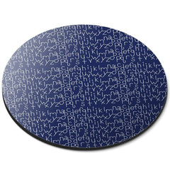 Round Mouse Mat - Blue Alphabet Print Kids School Nursery #44350