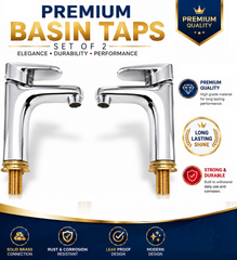 Chrome Bathroom Basin Mixer Tap Pair - Handle Deck Mount Hot Cold Water Faucet