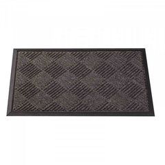 Grey Door Mat Checked Non Slip Outdoor Indoor Absorbent Rubber Back Entrance Mat